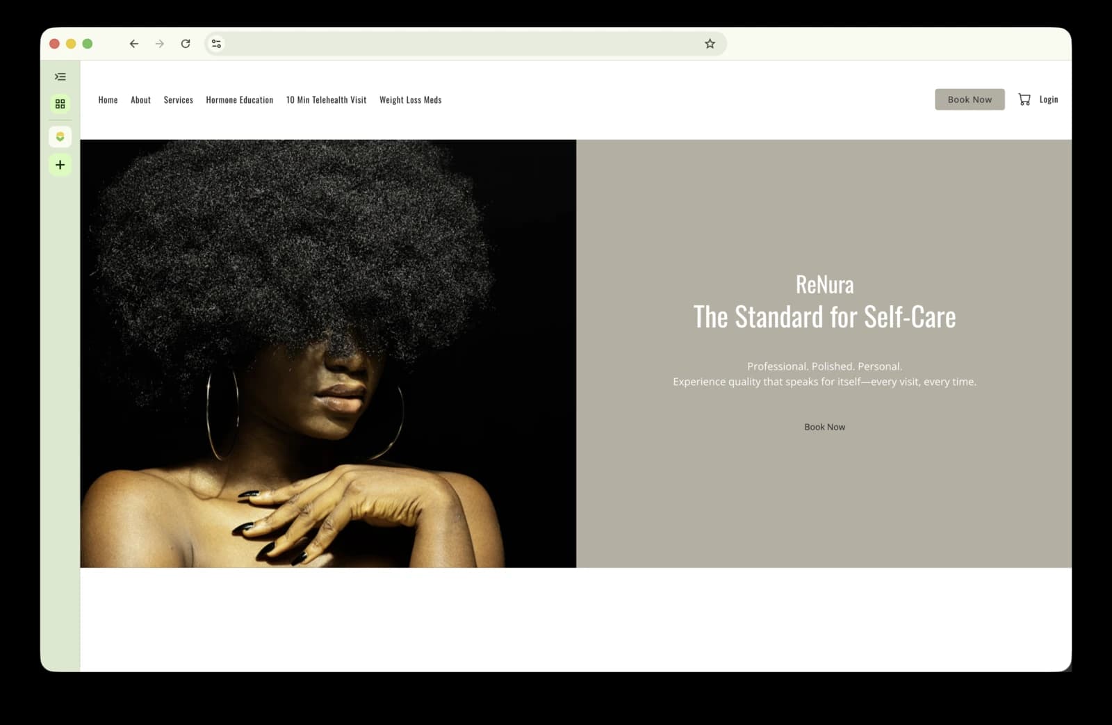 The ReNura home page, headed “The Standard for Self-Care”.